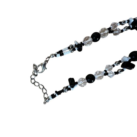 Blown Glass Hippie Boho Flower Beaded Necklace - Picture 4 of 6